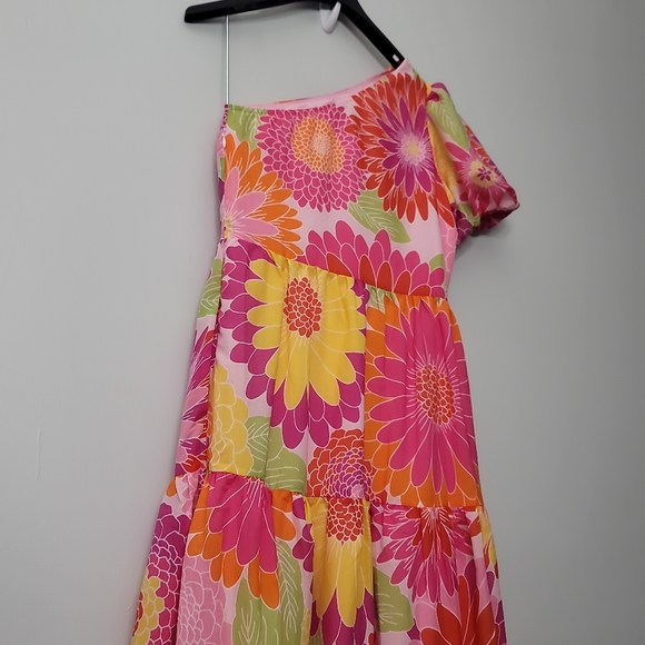 J.Marie Leilani One Shoulder Short Puffed Sleeve Tiered Midi DressFrom J.Marie, - Picture 2 of 13